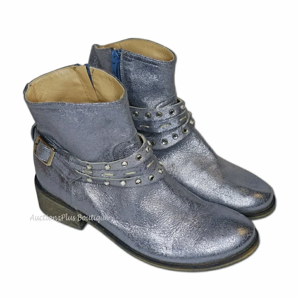 Roberto d'Angelo Crackle Harness Bling Ankle Boots